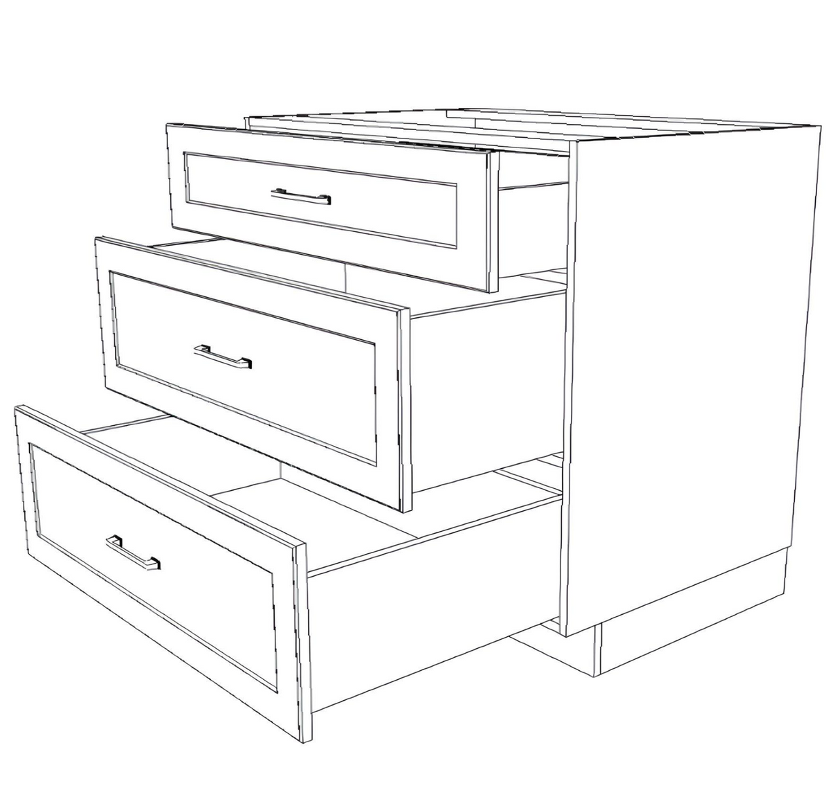 36" Wide Drawer Cabinet - (White Cabinet Boxes - Painted Doors)