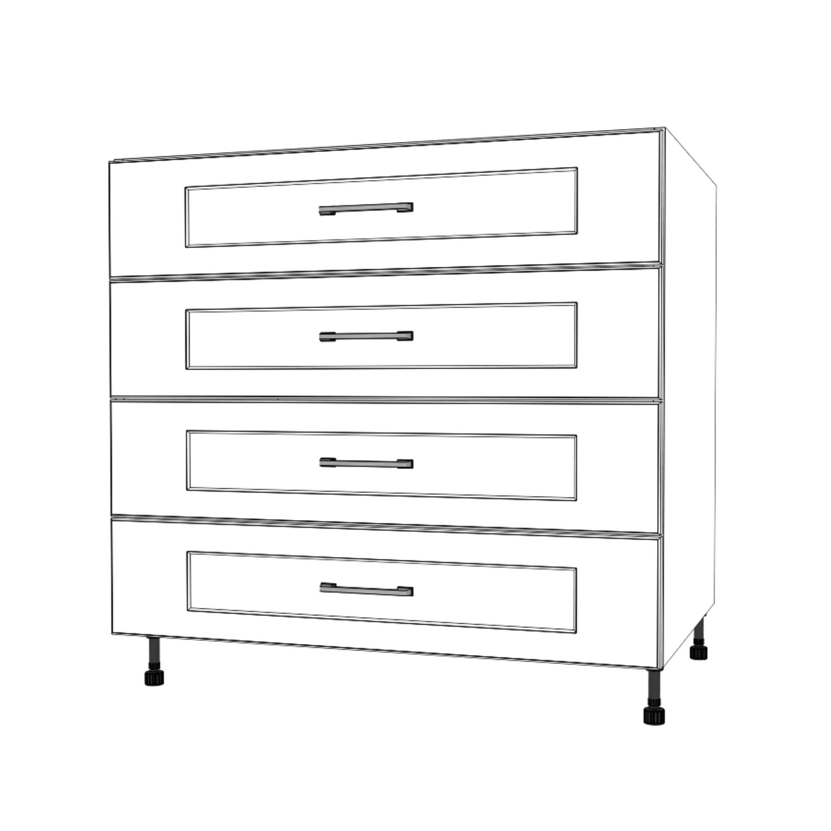 36" Wide Drawer Cabinet - (White Cabinet Boxes - Painted Doors)