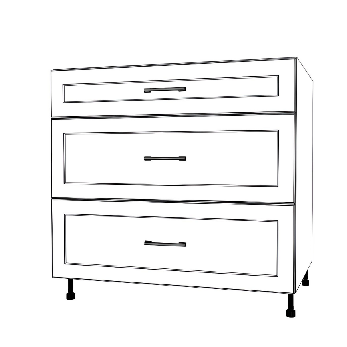 36" Wide Drawer Cabinet - (White Cabinet Boxes - Painted Doors)