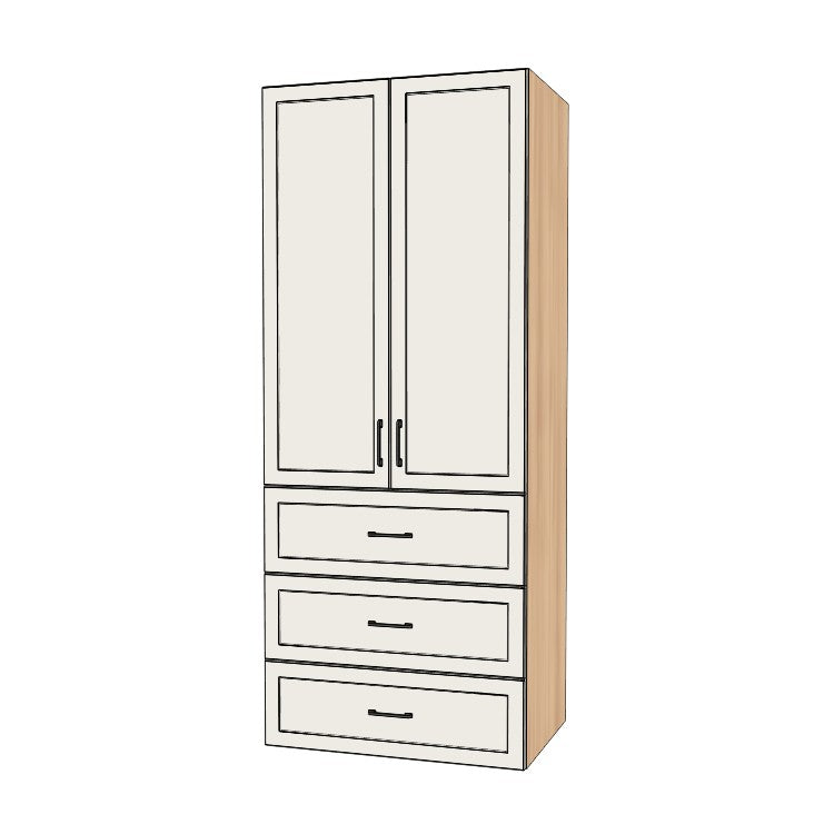 36" Wide Tall Pantry Cabinet with Drawer - (Ply Wood Boxes - Thermofoil Doors) 24 D