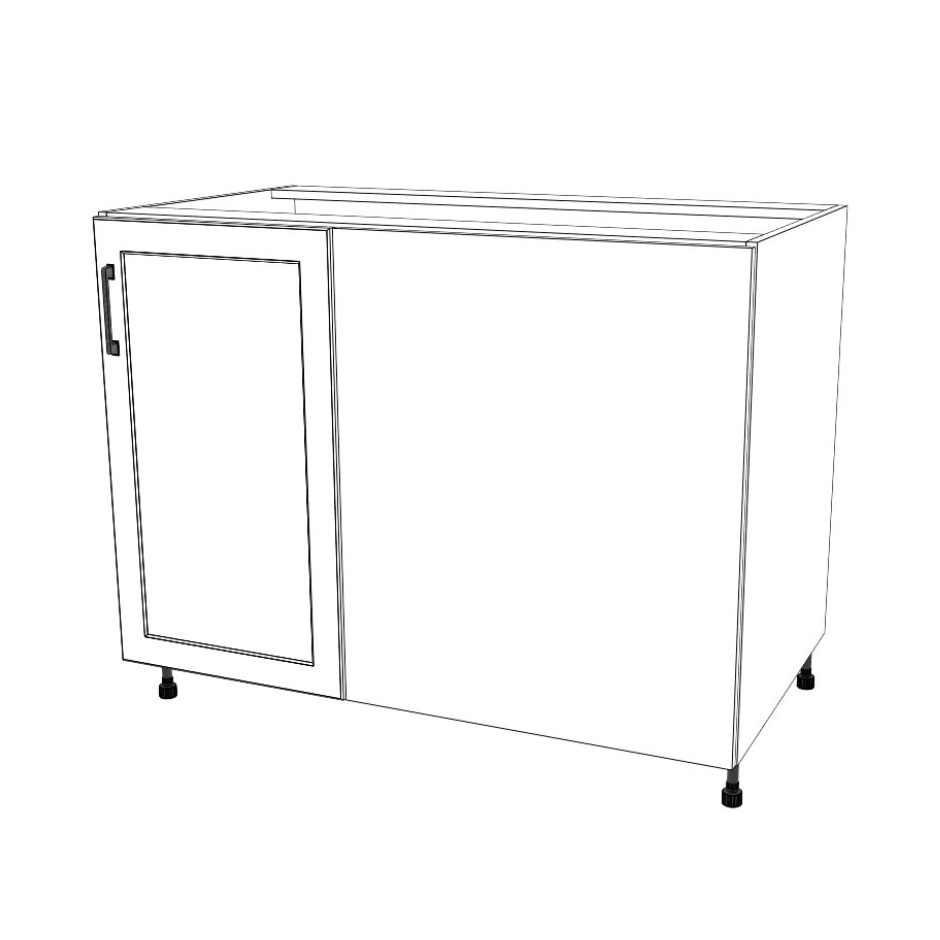 44" Blind Corner Base Cabinet - Door on Right/Left Side - (White Cabinet Boxes - Painted Doors)